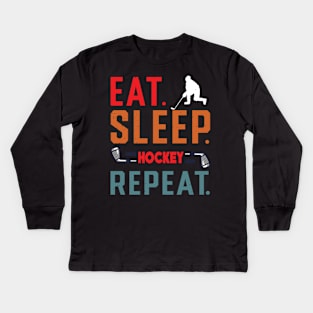 Eat Sleep Ice Hockey Repeat Kids Long Sleeve T-Shirt